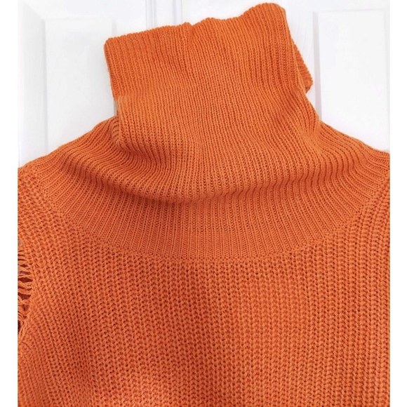 NWT - Burnt Orange Distressed Turtleneck Sweater - Picture 5 of 7